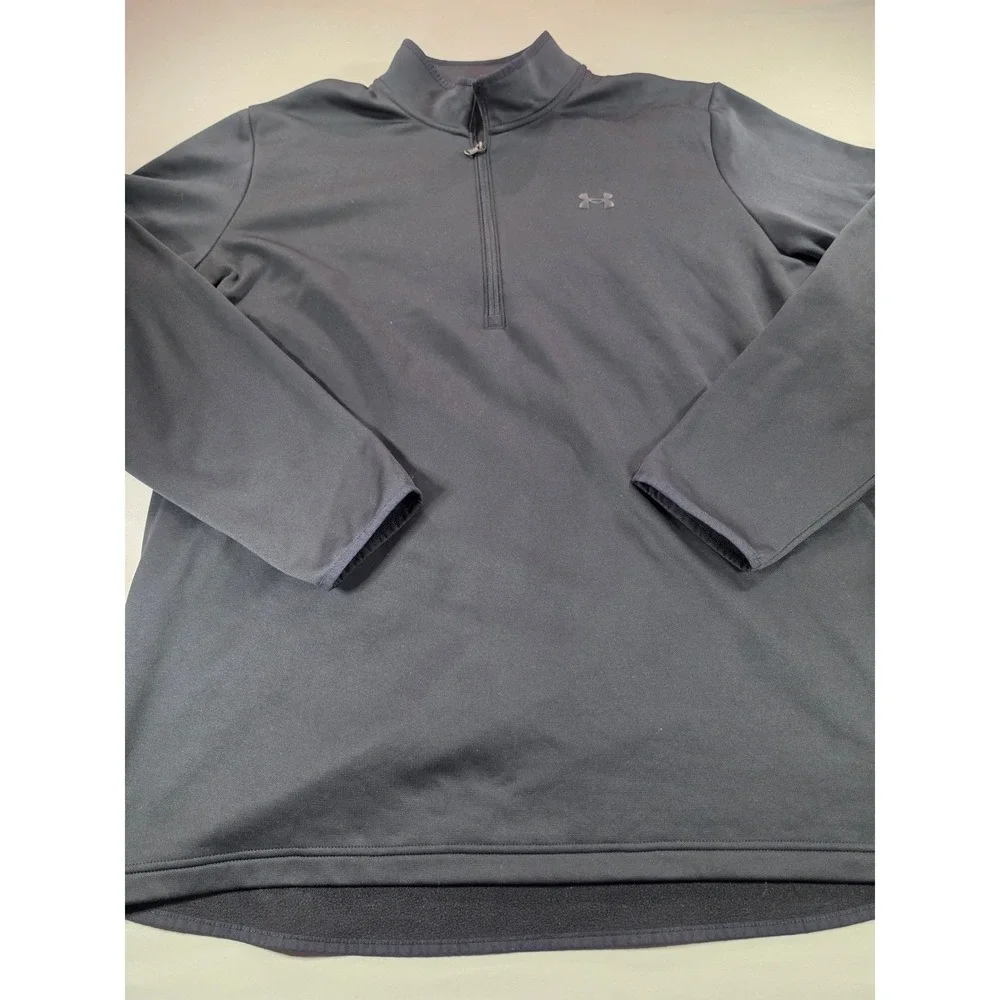 Under Armour Mens 3XLT Black 1/4 Zip Pullover Loose Fit Long Sleeve Mock Neck